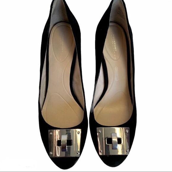 ROCKPORT Black Key Lock Suede Pump Sz 8.5 - Picture 4 of 9